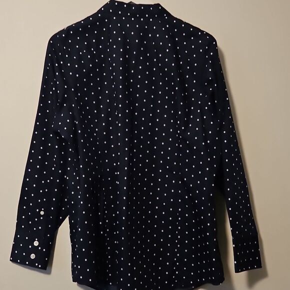 Lands' End Navy Polka Dot Button-Up Shirt - Picture 6 of 6